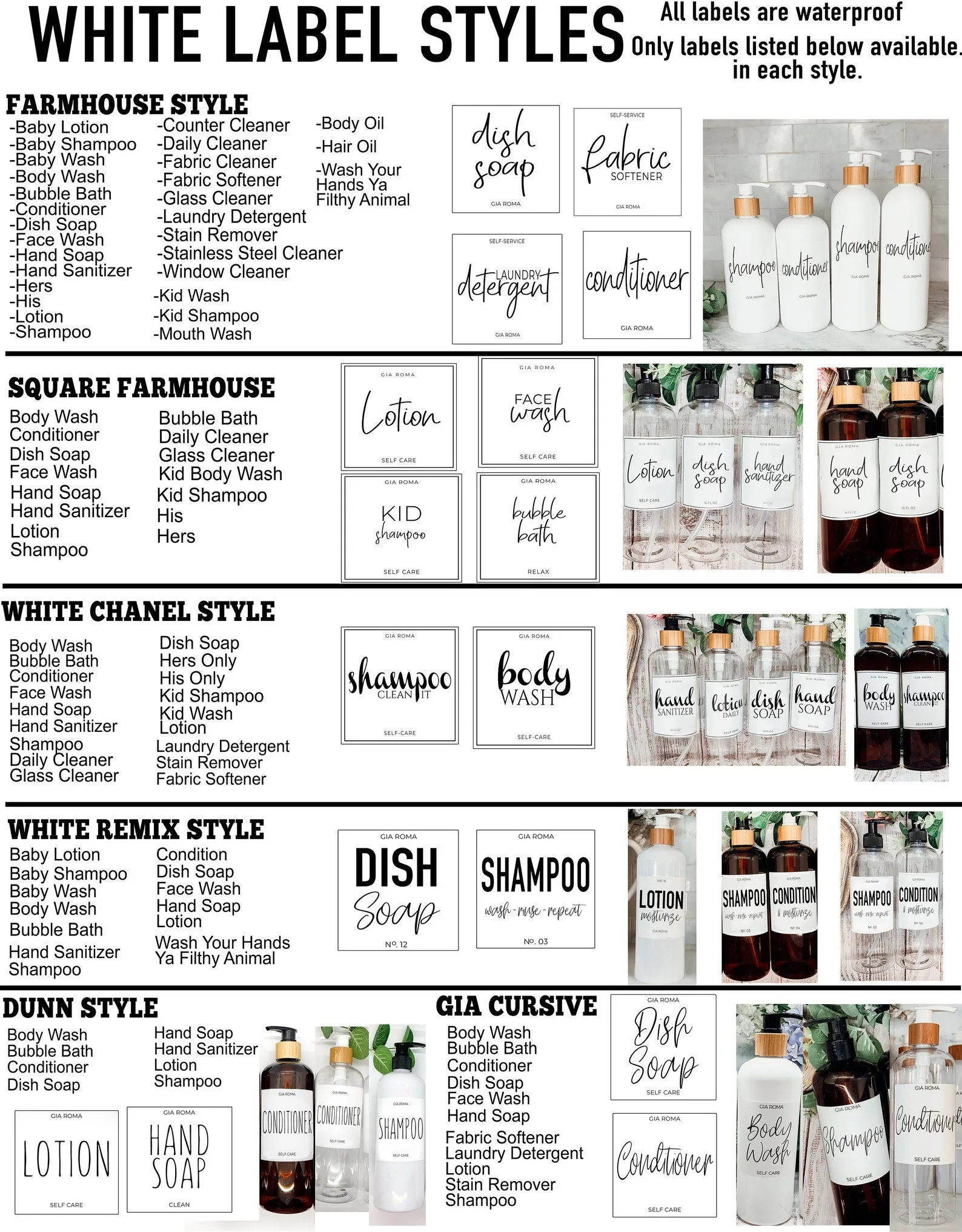 16oz White Plastic Bottles with White Labels