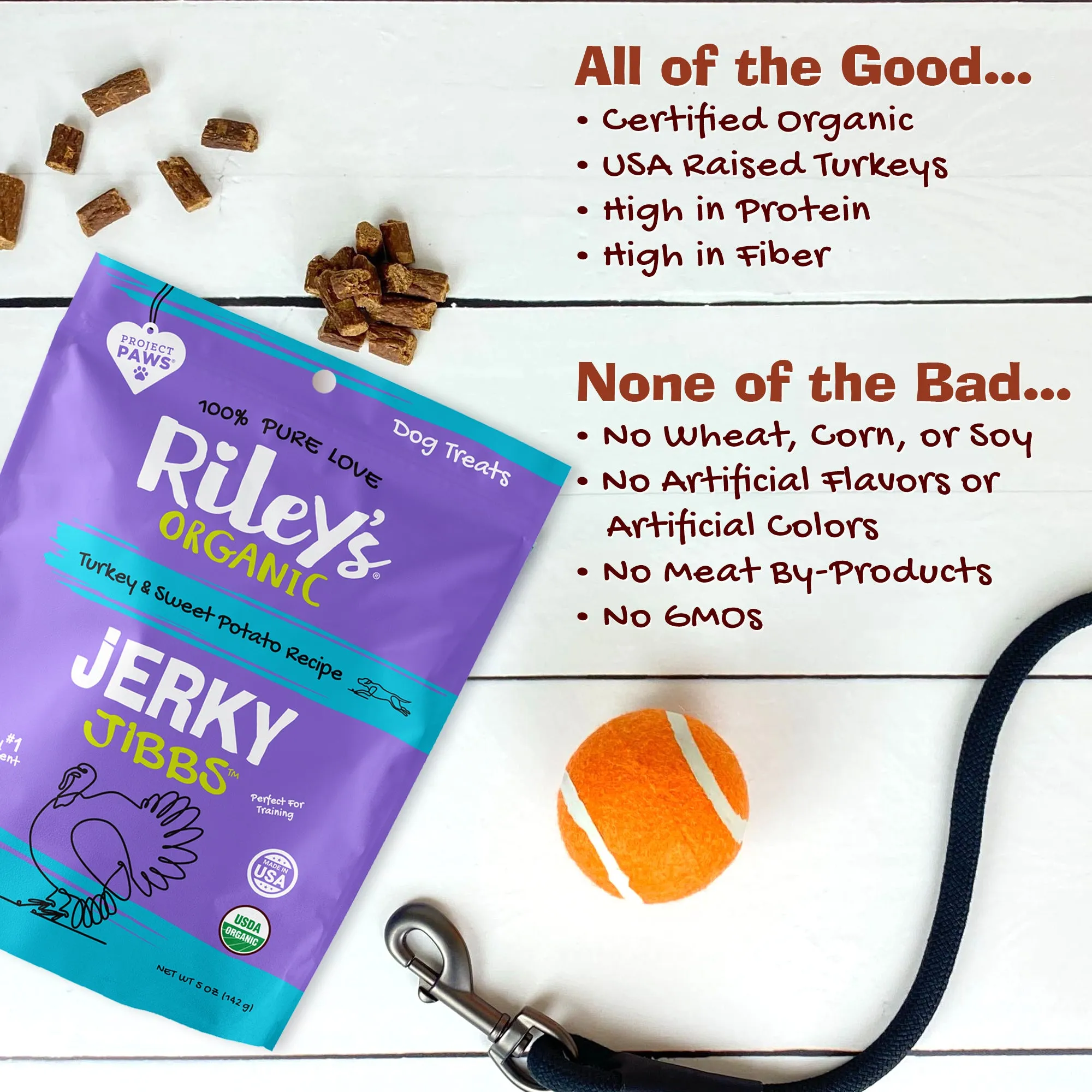 3-Pack 5oz Organic Turkey & Sweet Potato Jerky Jibbs