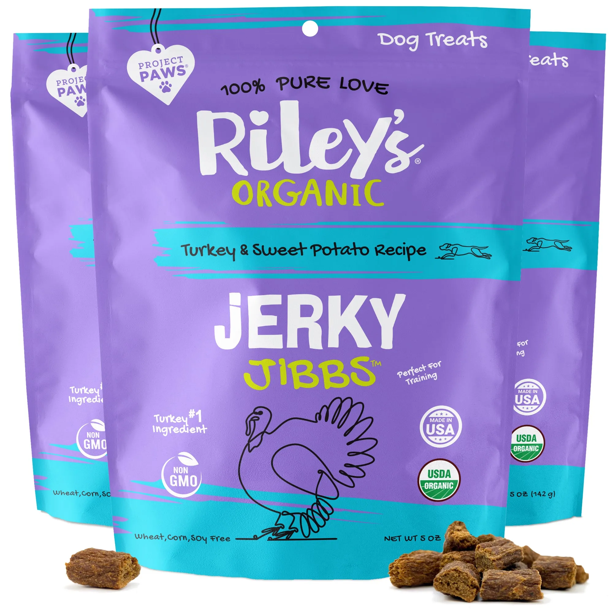 3-Pack 5oz Organic Turkey & Sweet Potato Jerky Jibbs