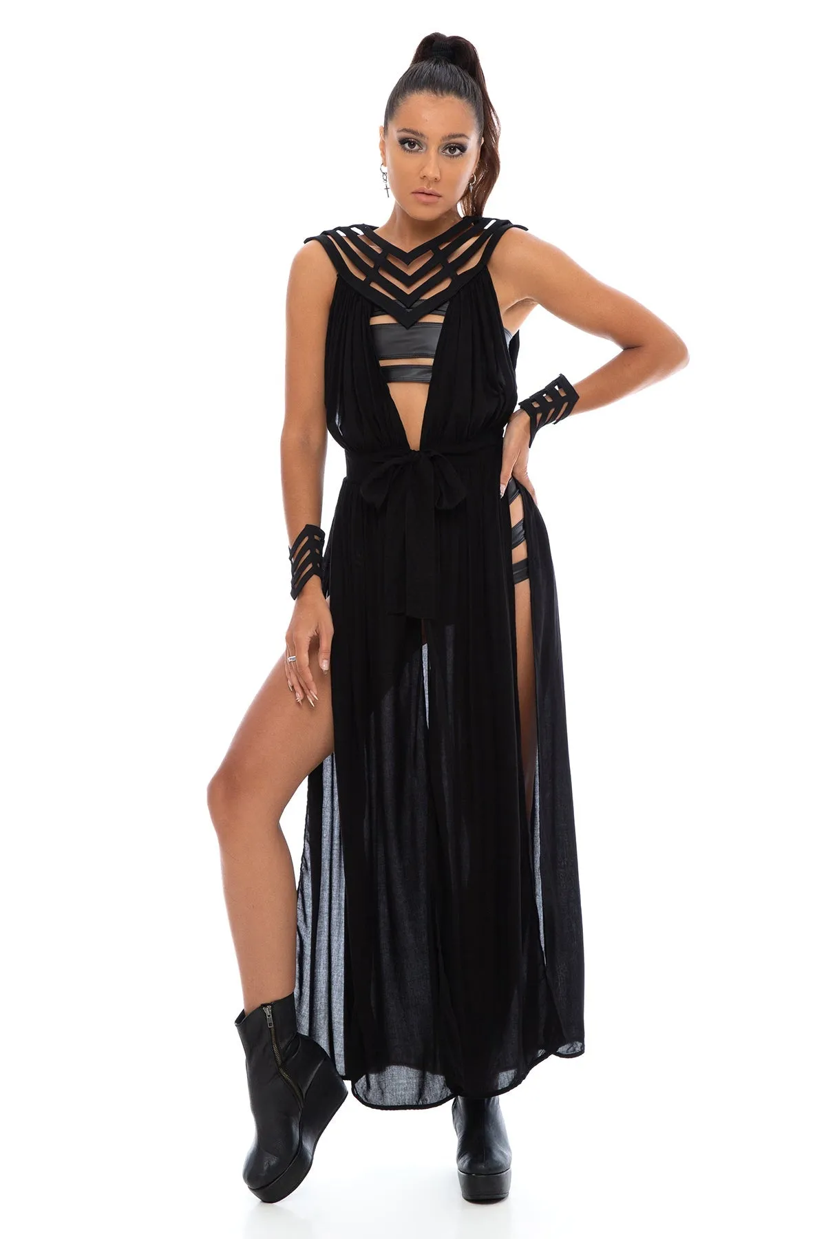 5D x Stellar Dust Chevron Cage Dress - rayon