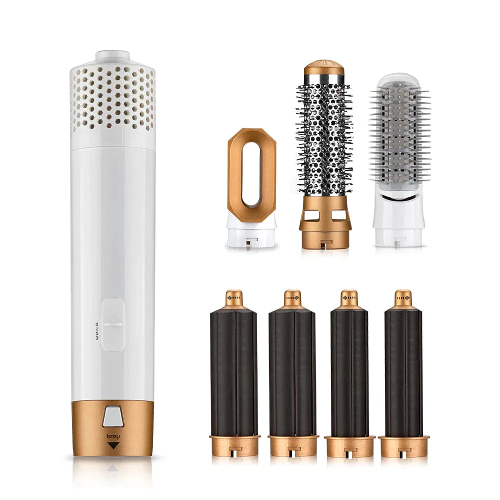 7 in 1 Hair Dryer Hot Air Brush Styler and Volumizer Hair Straightener Curler Comb Negative Ion One Step Hair Dryer Brush