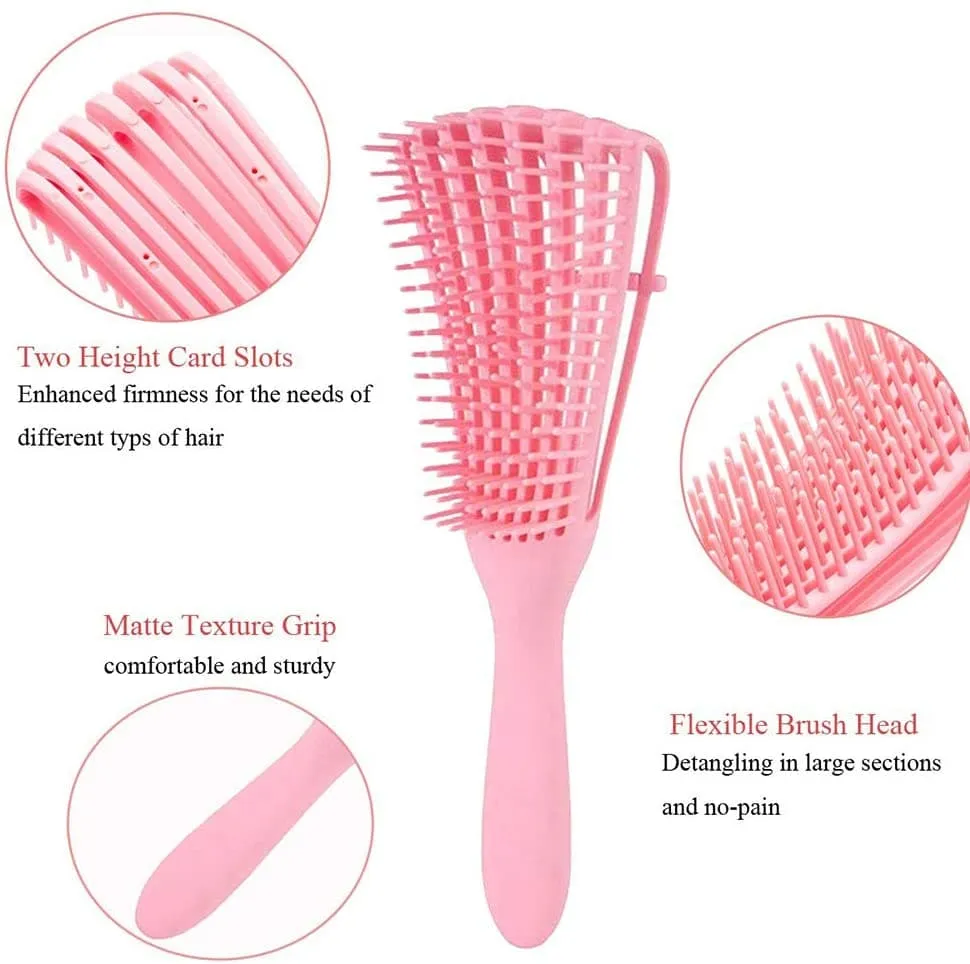 8 Row Detangling Hair Brush - Pink