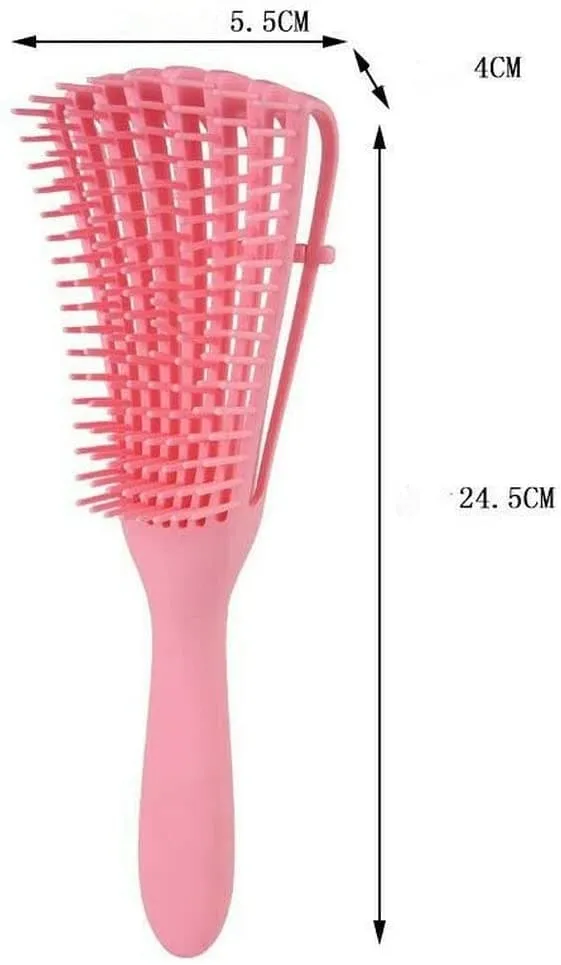 8 Row Detangling Hair Brush - Pink