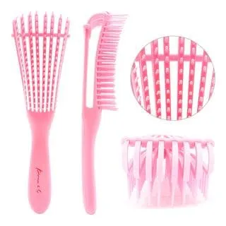 8 Row Detangling Hair Brush - Pink