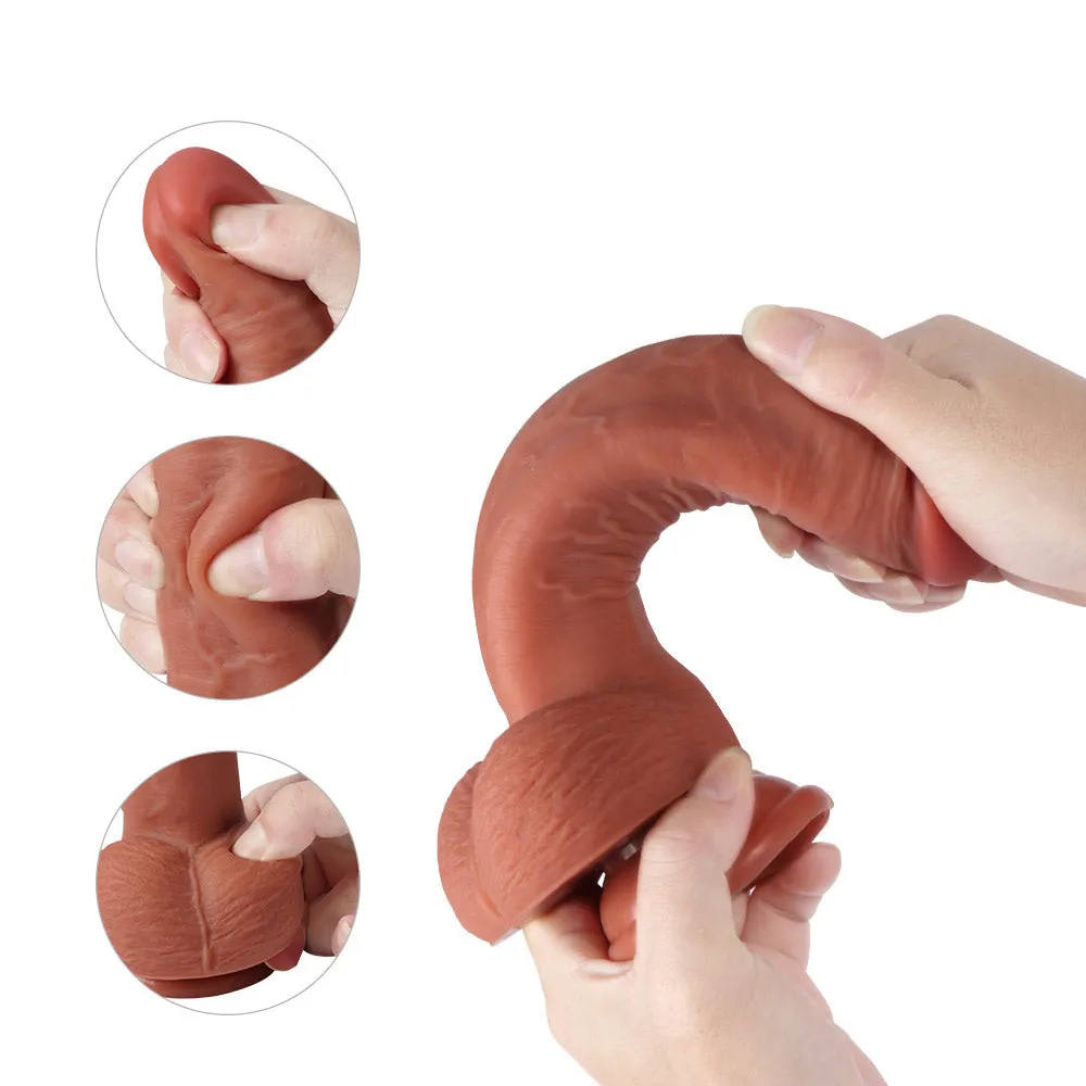 9" Realistic Dual-Density Silicone Dildo With Suction Cup