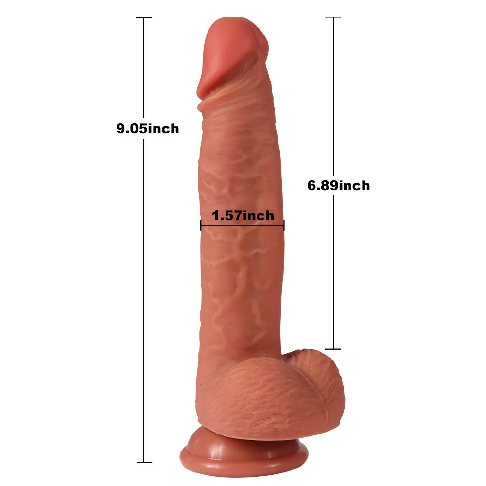 9" Realistic Dual-Density Silicone Dildo With Suction Cup