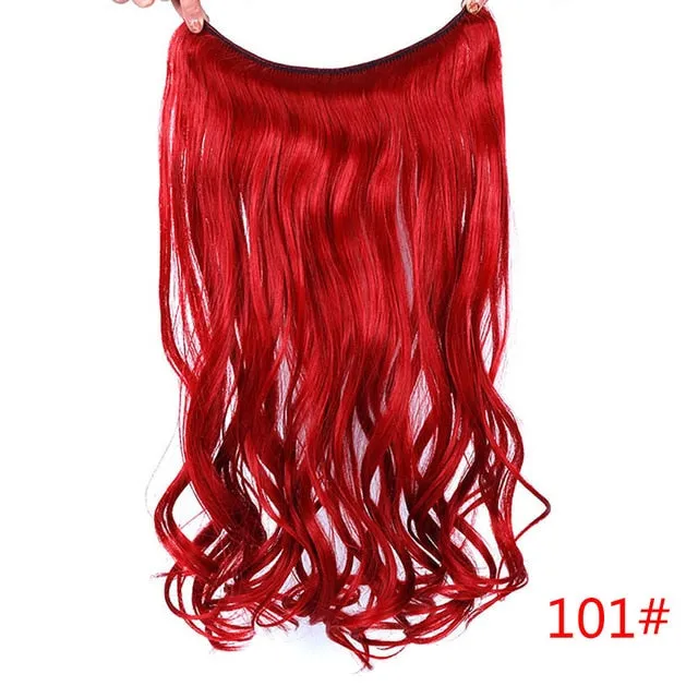 Allaosify 24" Invisible Wire No Clips In Hair Extensions Secret Fish Line Hairpieces Synthetic Straight Wavy Hair Extensions