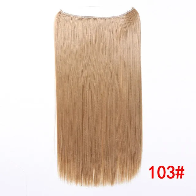 Allaosify 24" Invisible Wire No Clips In Hair Extensions Secret Fish Line Hairpieces Synthetic Straight Wavy Hair Extensions