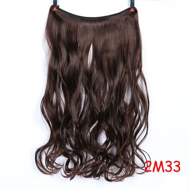 Allaosify 24" Invisible Wire No Clips In Hair Extensions Secret Fish Line Hairpieces Synthetic Straight Wavy Hair Extensions