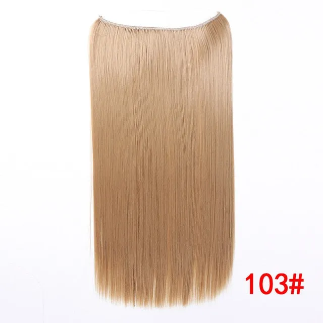 Allaosify 24" Invisible Wire No Clips In Hair Extensions Secret Fish Line Hairpieces Synthetic Straight Wavy Hair Extensions