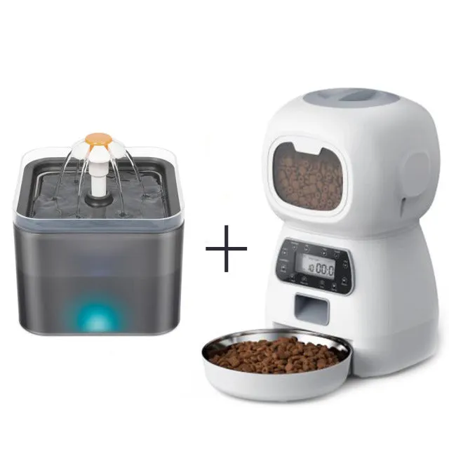 Automatic Dog And Cat Feeder 3.5 Liters Dry Food Dispenser Plus 2L Water Feeder