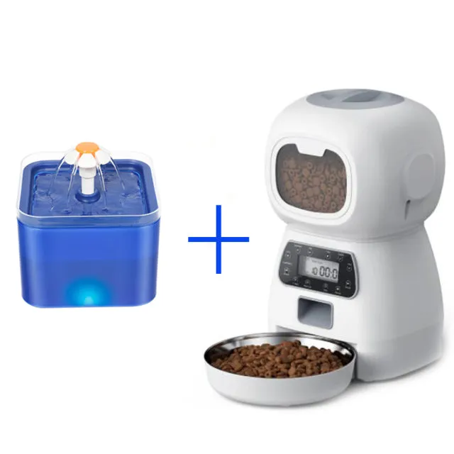 Automatic Dog And Cat Feeder 3.5 Liters Dry Food Dispenser Plus 2L Water Feeder