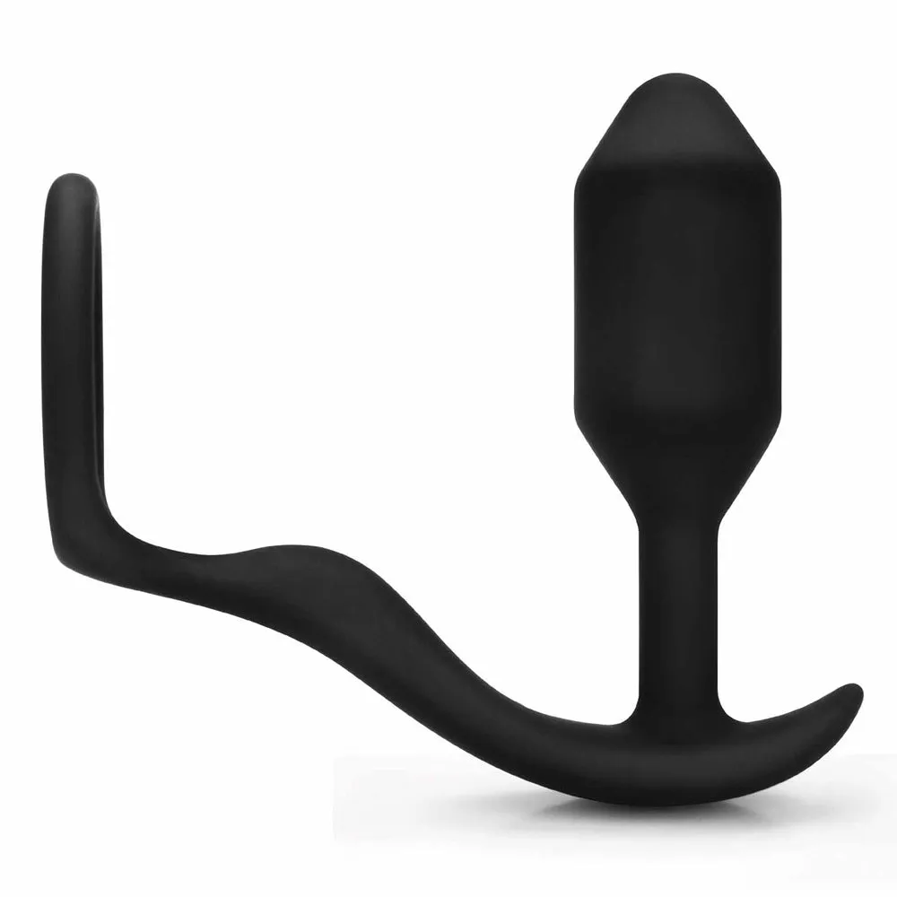 B-Vibe Vibrating Snug & Tug Weighted Anal Plug & Penis Ring - Medium