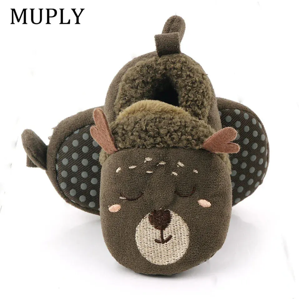 Baby Shoes Adorable Infant Slippers Toddler Baby Boy Girl Knit Crib Shoes Cute Cartoon Anti-Slip Prewalker Baby Slippers