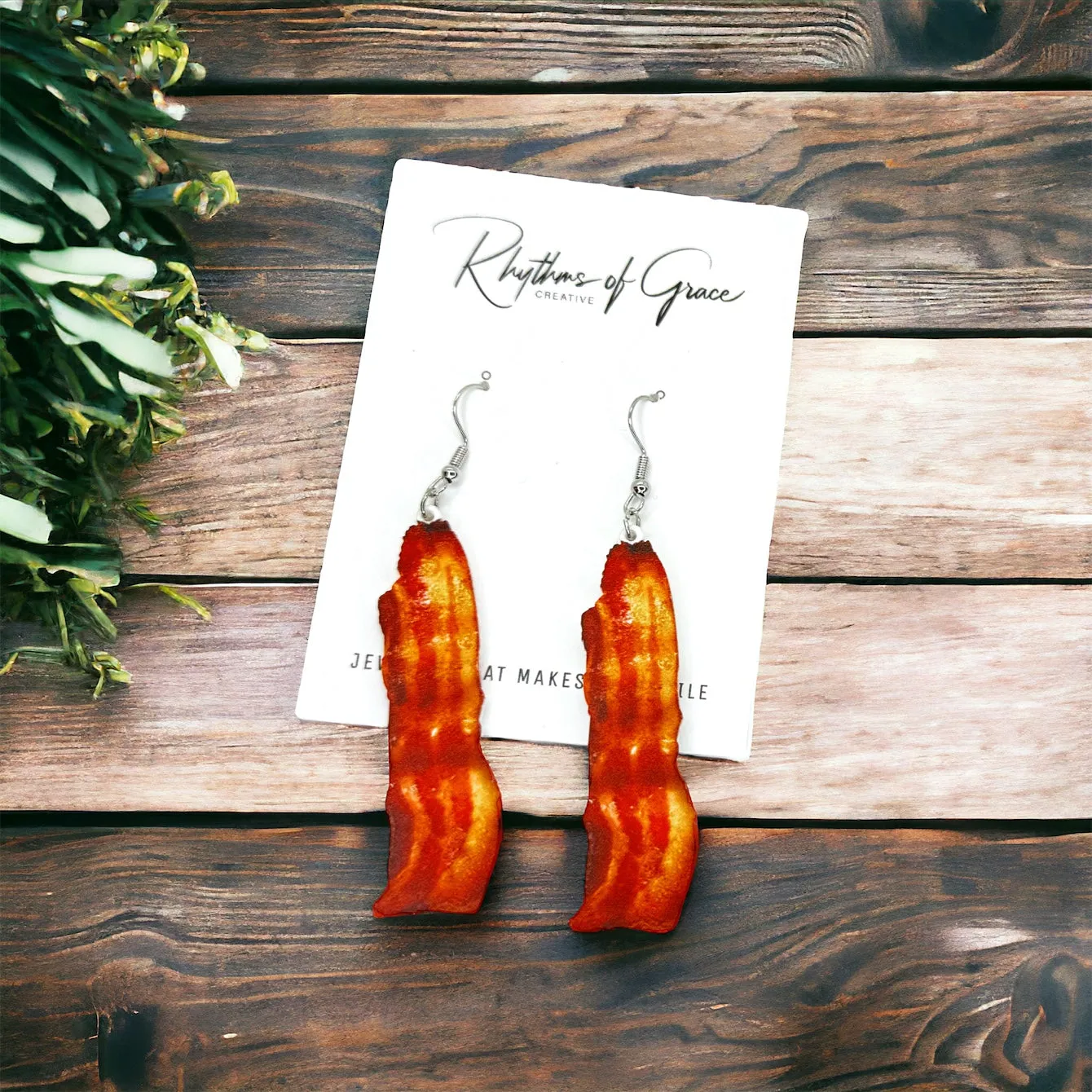 Bacon Earrings - Bacon Jewelry, Bacon Accessories, Handmade Earrings, BLT, Food Earrings, Bacon Lover