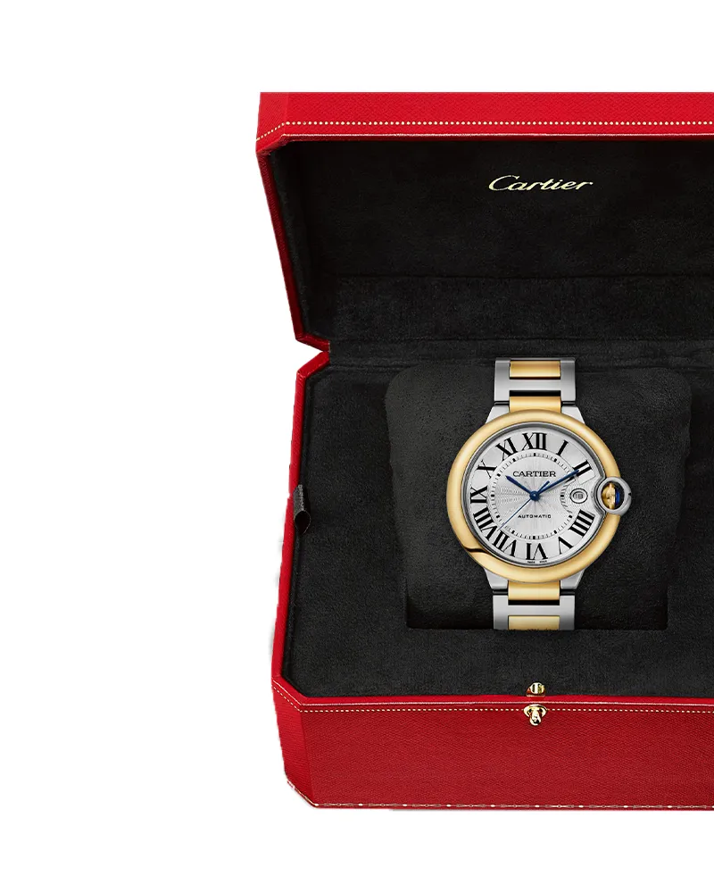 BALLON BLEU DE CARTIER WATCH 42 MM, AUTOMATIC MECHANICAL MOVEMENT, YELLOW GOLD, STEEL