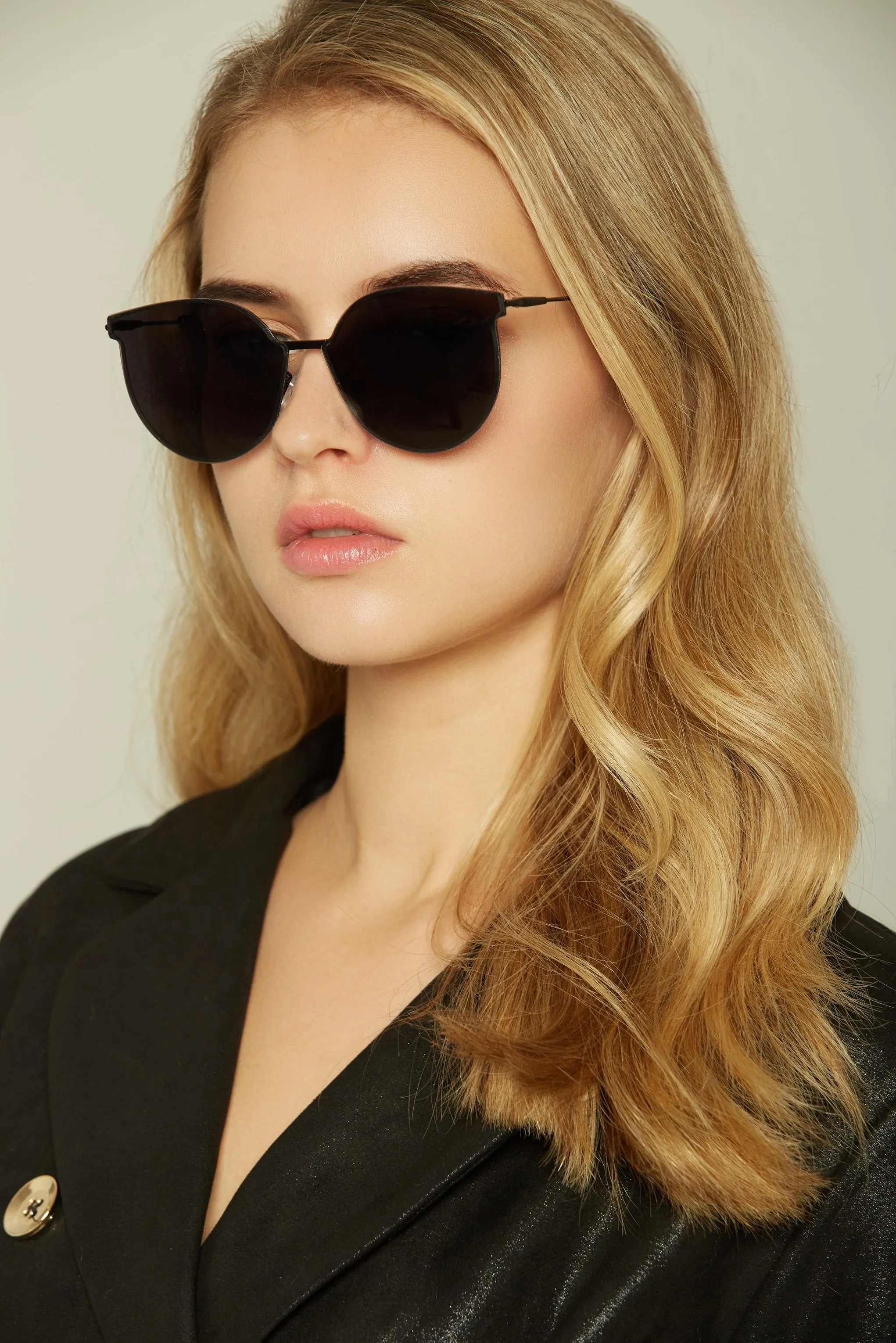 Black Slim Rim Cat Eye Sunglasses