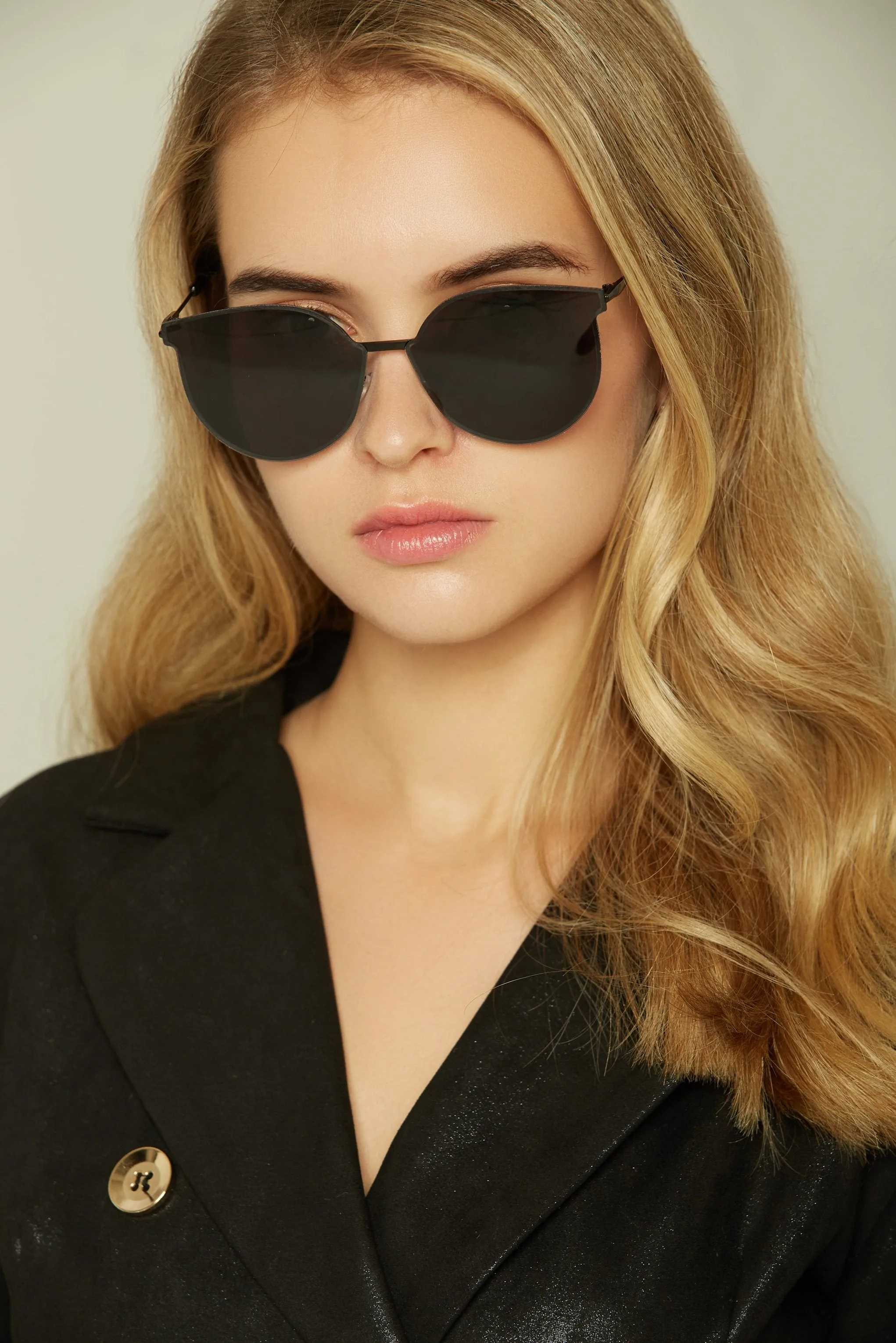 Black Slim Rim Cat Eye Sunglasses