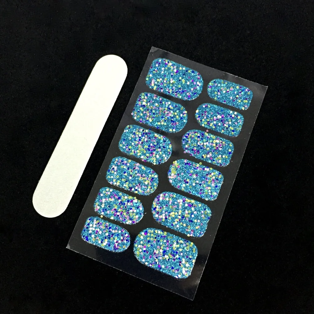 Blue Glitter Nail Decals