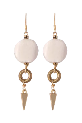 Breathe Deep Carved Bone Coin Earrings