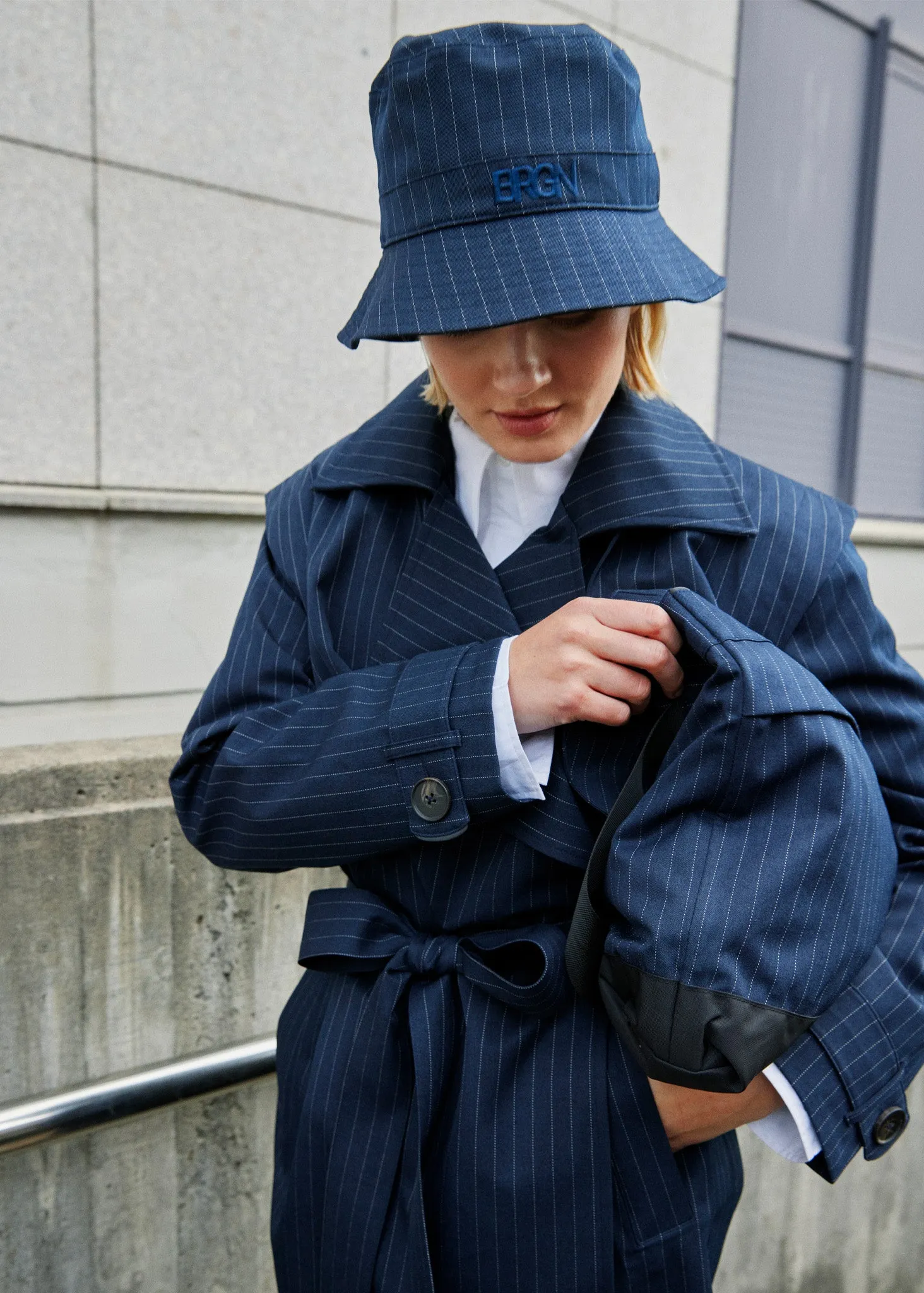 Bucket - Navy Pinstripe