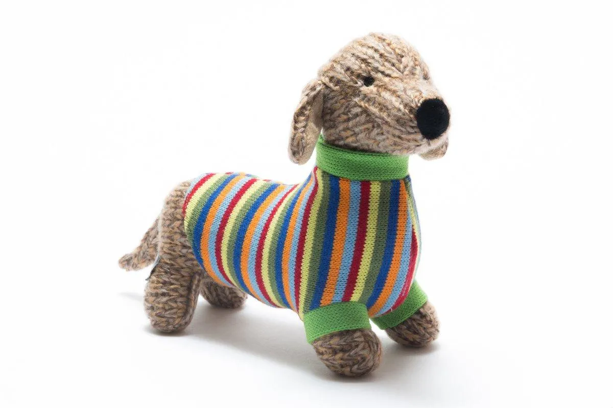 BY4514 Large Knitted Sausage Dog Soft Toy By Best Years