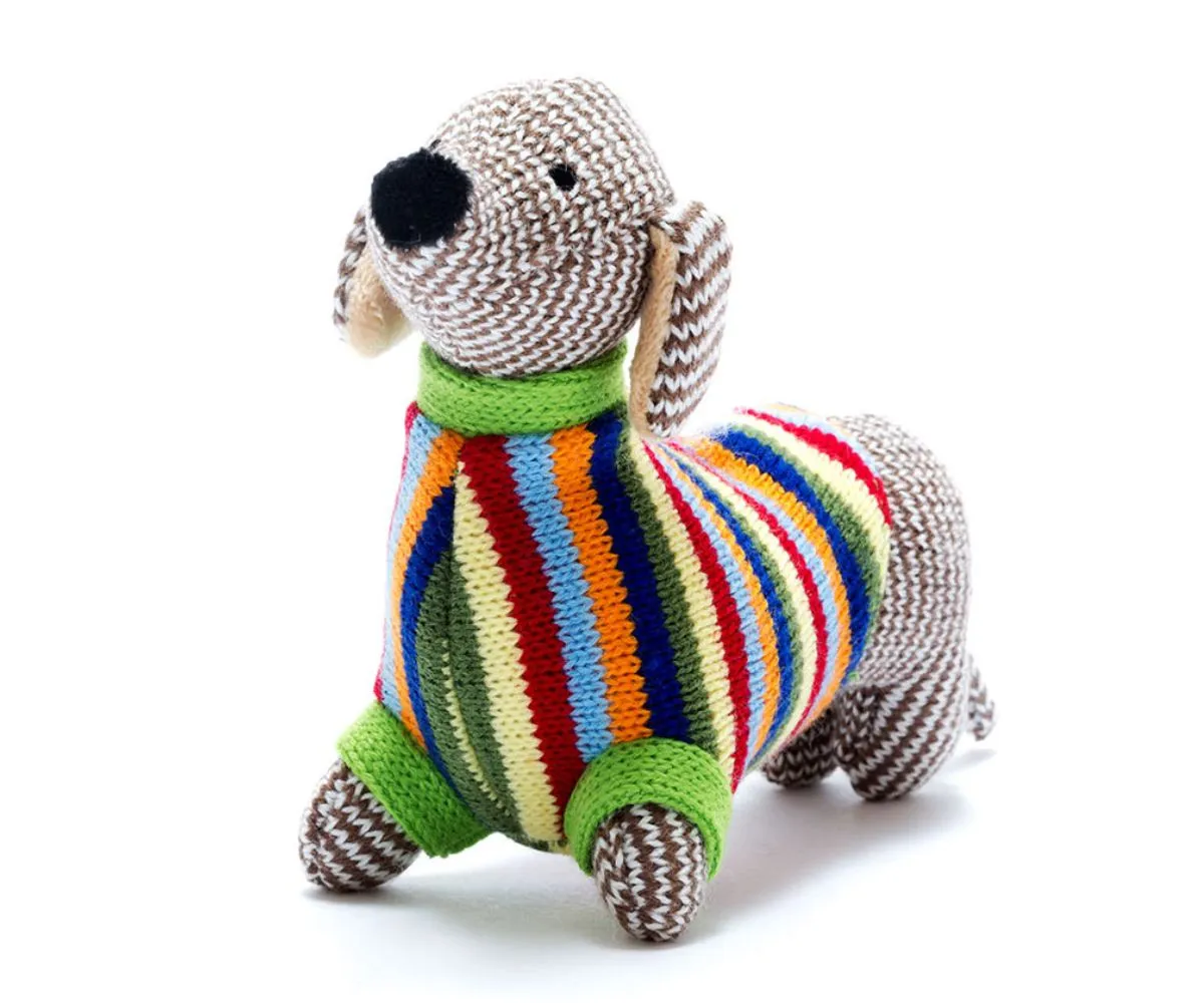 BY4517 Knitted Sausage Dog Baby Rattle By Best Years