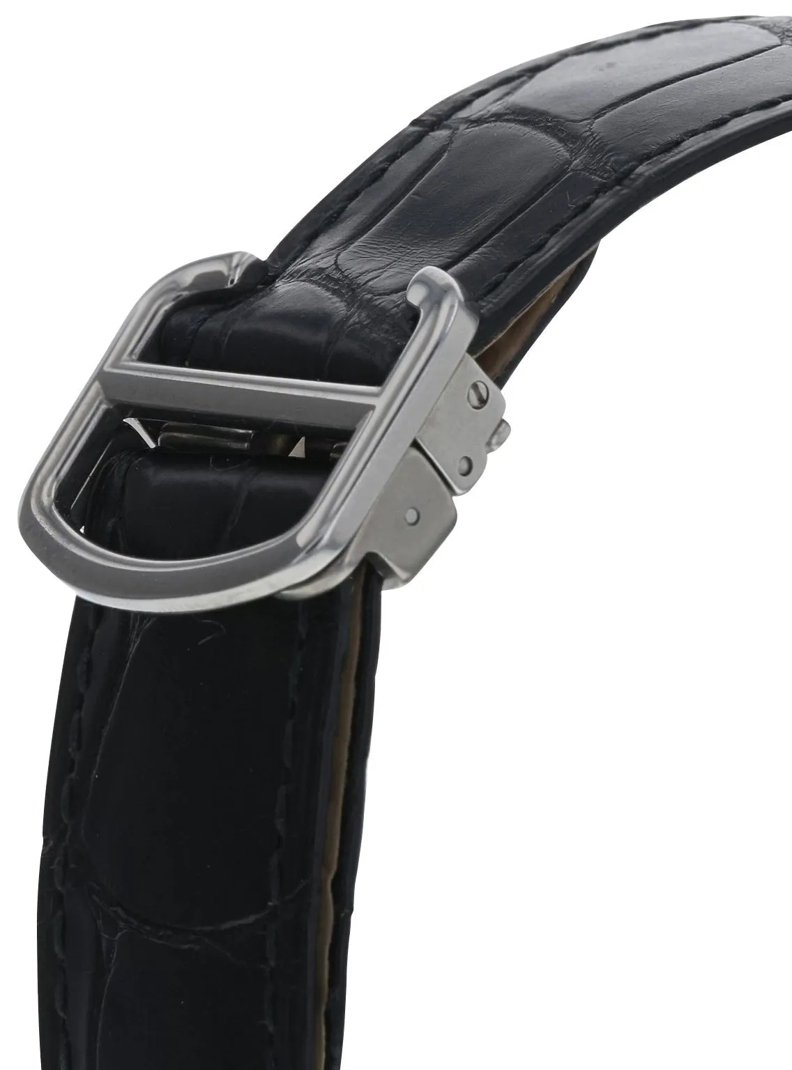 Cartier Ballon Bleu Automatic Stainless Steel Silver-Tone Dial Black Leather Strap Date Mens Watch W69016Z4