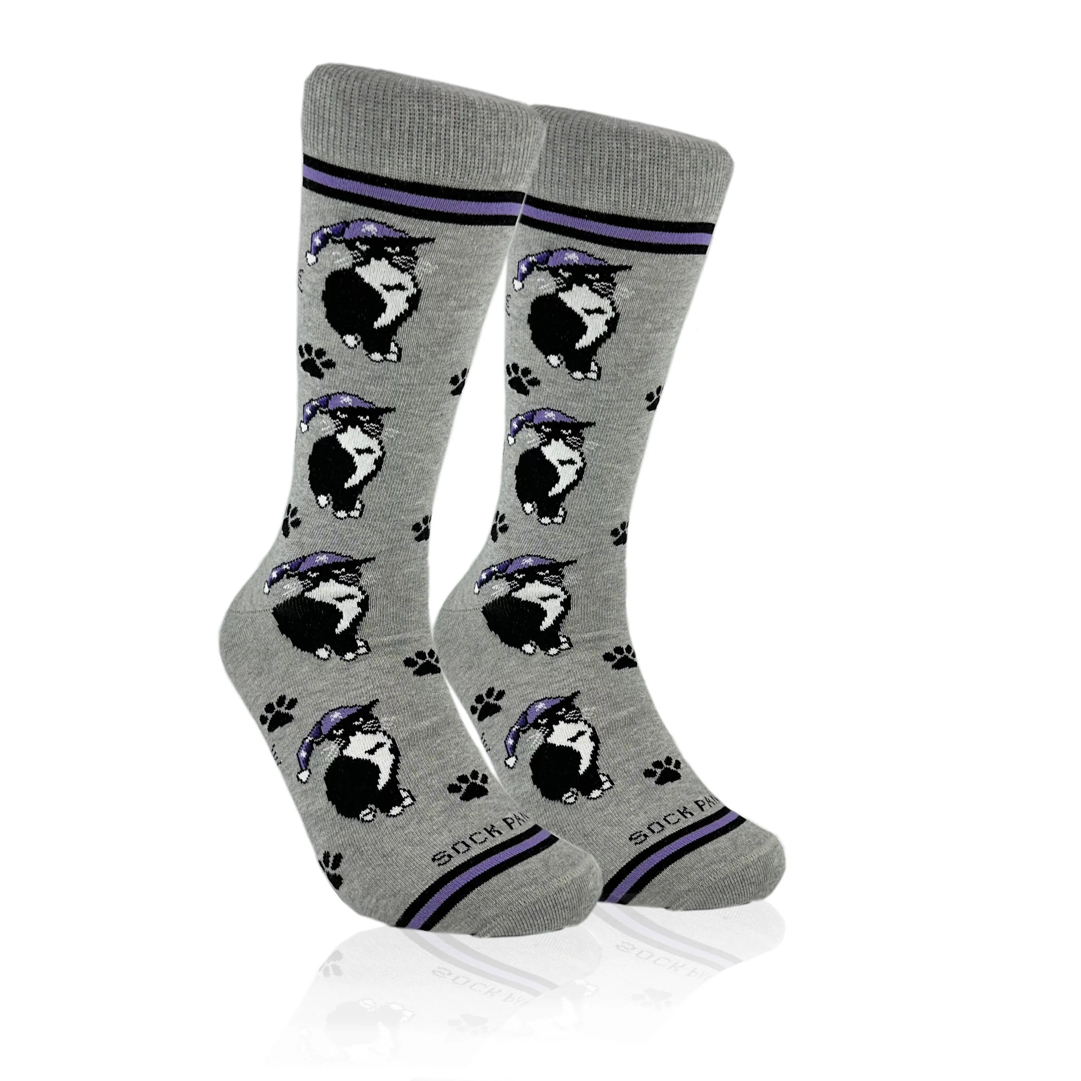 Cat Wearing a Hat Socks from the Sock Panda (Adult Large - Men's Shoe Sizes 8-12)