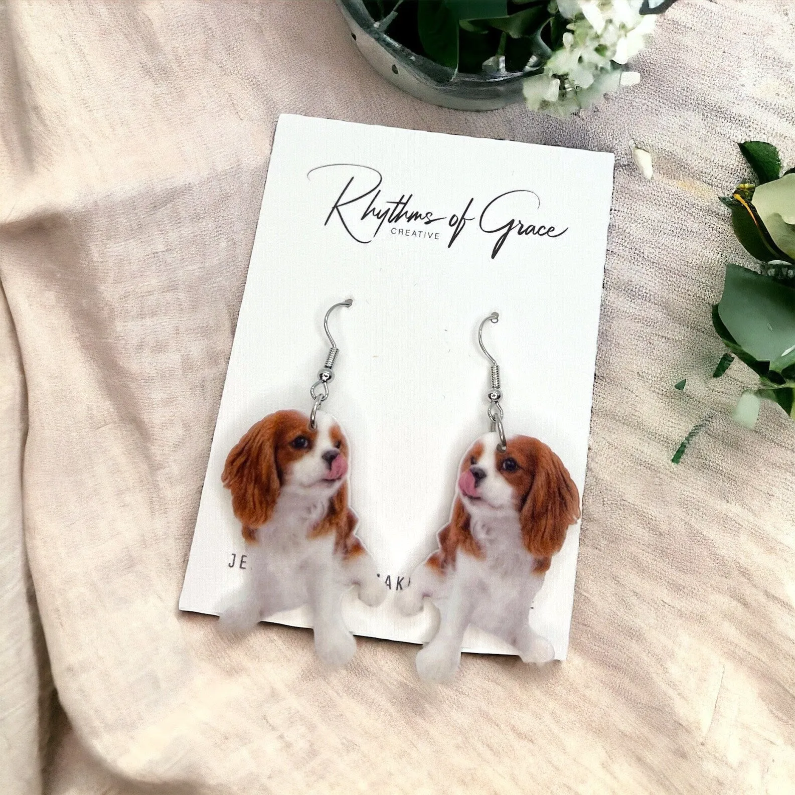 Cavalier King Charles Spaniel Earrings - Dog Earrings, Dog Jewelry, Dog Mom, Cocker Spaniel, Dog Accessories, Cavalier Spaniel, King Charles