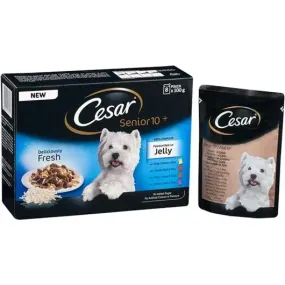 Cesar Senior 10  Deliciously Fresh Dog Pouches Mixed Selection In Jelly 12x100g