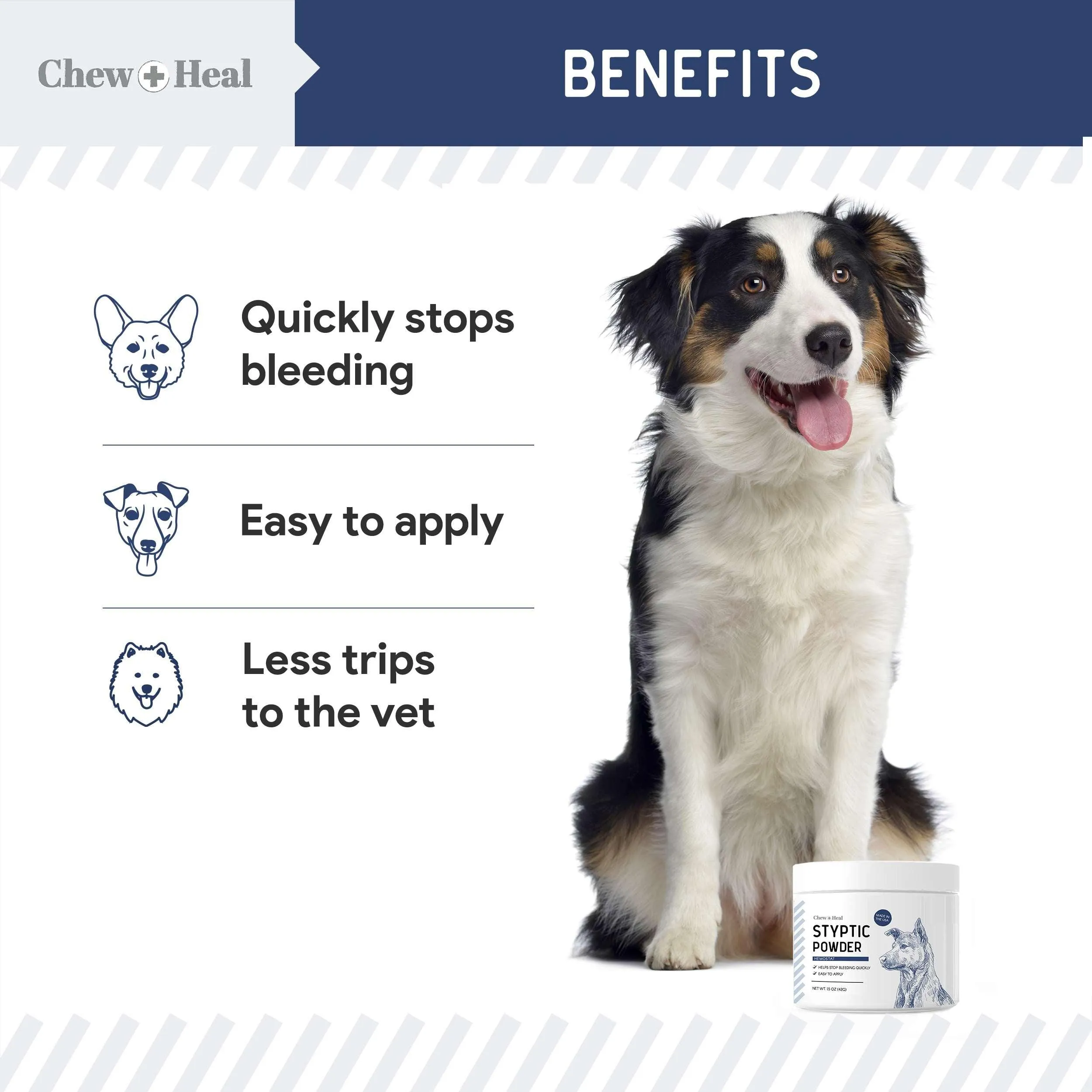 Chew   Heal Styptic Powder for Dogs 1.5 oz - Quick Clotting Powder