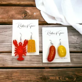 Crawfish Boil Earrings - Crawfish Earrings, Mardi Gras, New Orleans, Lobster Earrings, Mardi Gras Accessories, Cajun Earrings, Crawdaddy