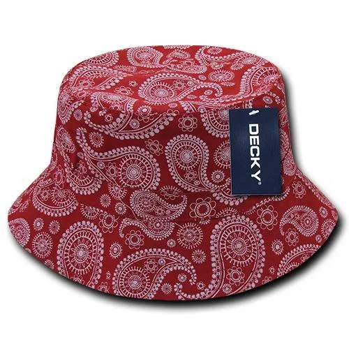 Decky 459 - Relaxed Paisley Bucket Hat, Bandana Pattern Bucket Cap