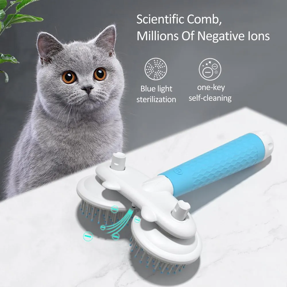 Double-Headed Pet Cat and Dog Brush - Self-Cleaning Negative Ion Hair Removal Tool