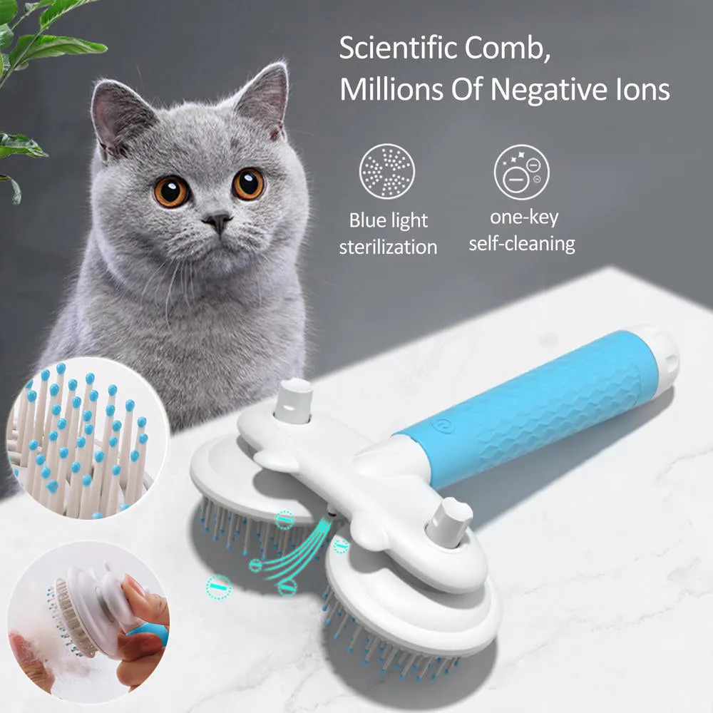 Double-Headed Pet Cat and Dog Brush - Self-Cleaning Negative Ion Hair Removal Tool