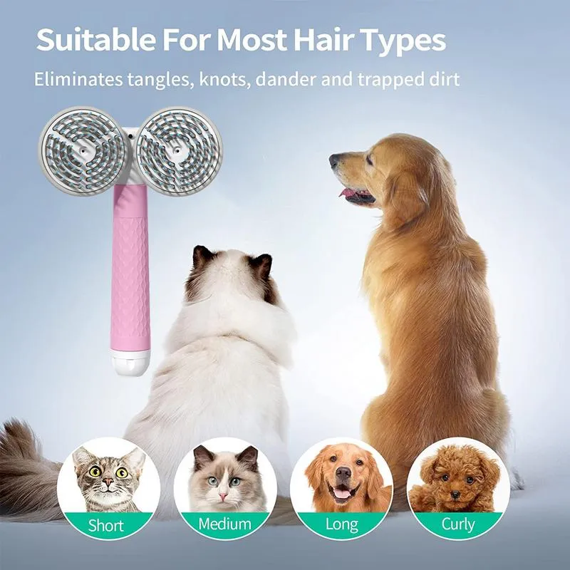 Double-Headed Pet Cat and Dog Brush - Self-Cleaning Negative Ion Hair Removal Tool