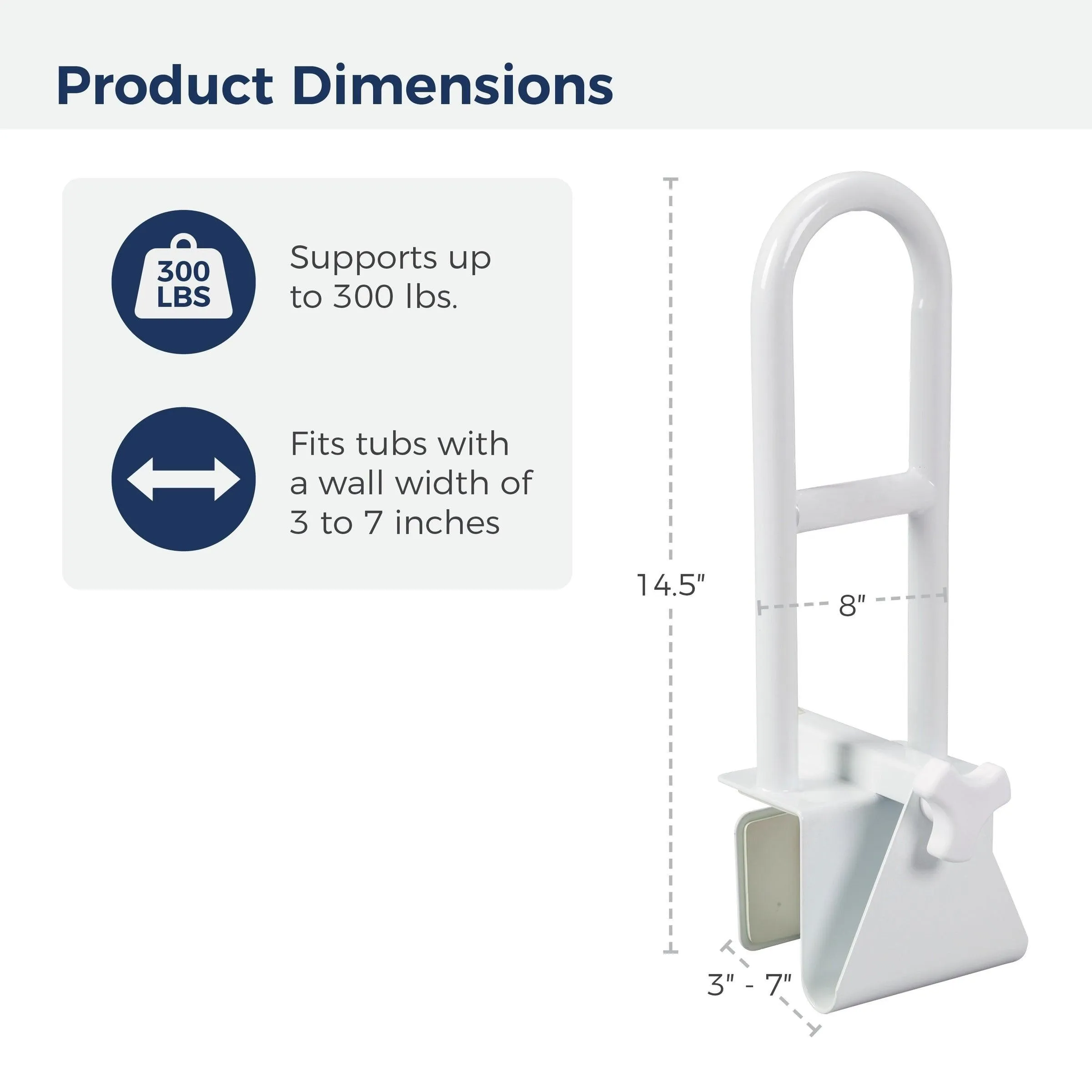 Drive Medical Bathtub Shower Grab Bar Safety Rail Parallel