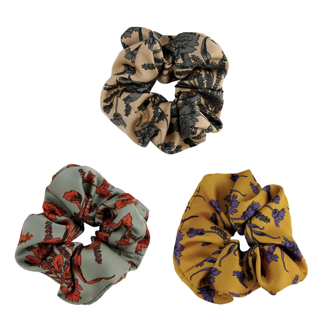 Floral Satin Scrunchies