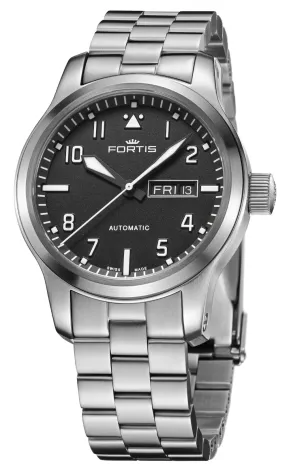 Fortis Aeromaster Automatic Stainless Steel Black Dial Day/Date Divers Mens Watch F4020008