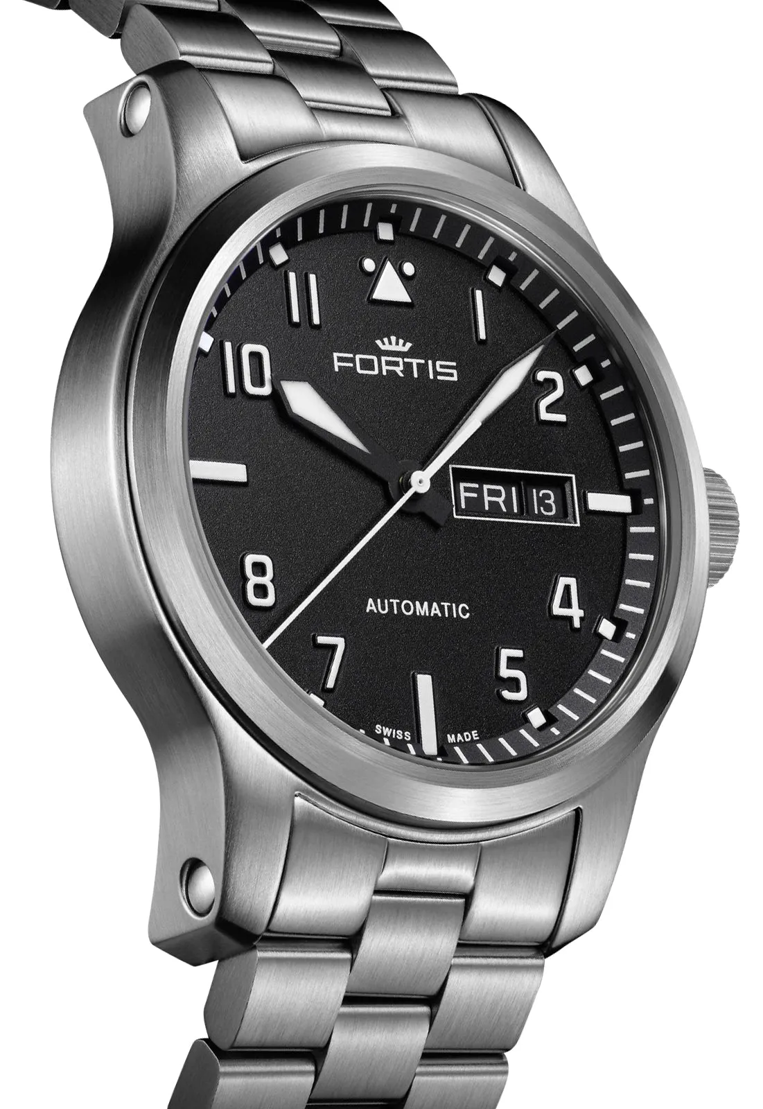 Fortis Aeromaster Automatic Stainless Steel Black Dial Day/Date Divers Mens Watch F4020008