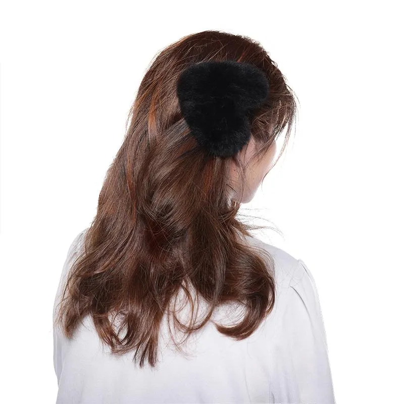 Hair Clip Real Fur Hair Accessories Korean Ins Real Rex Rabbit Hair Clip Super Large Lovely Plush Hairpin Fur Hairpin FS21A17