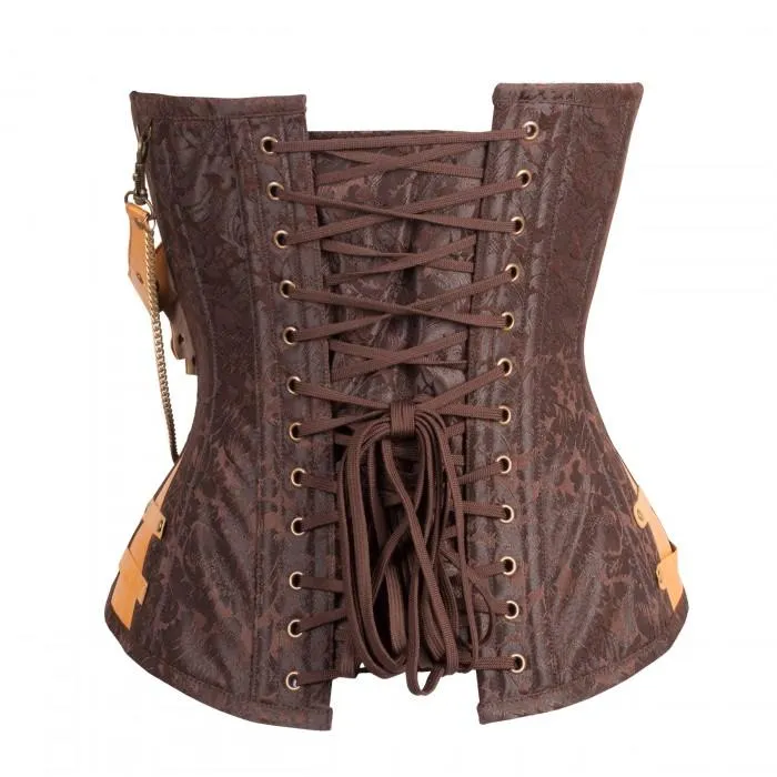 Hall Brown Steampunk Corset With Attached Neck Gear