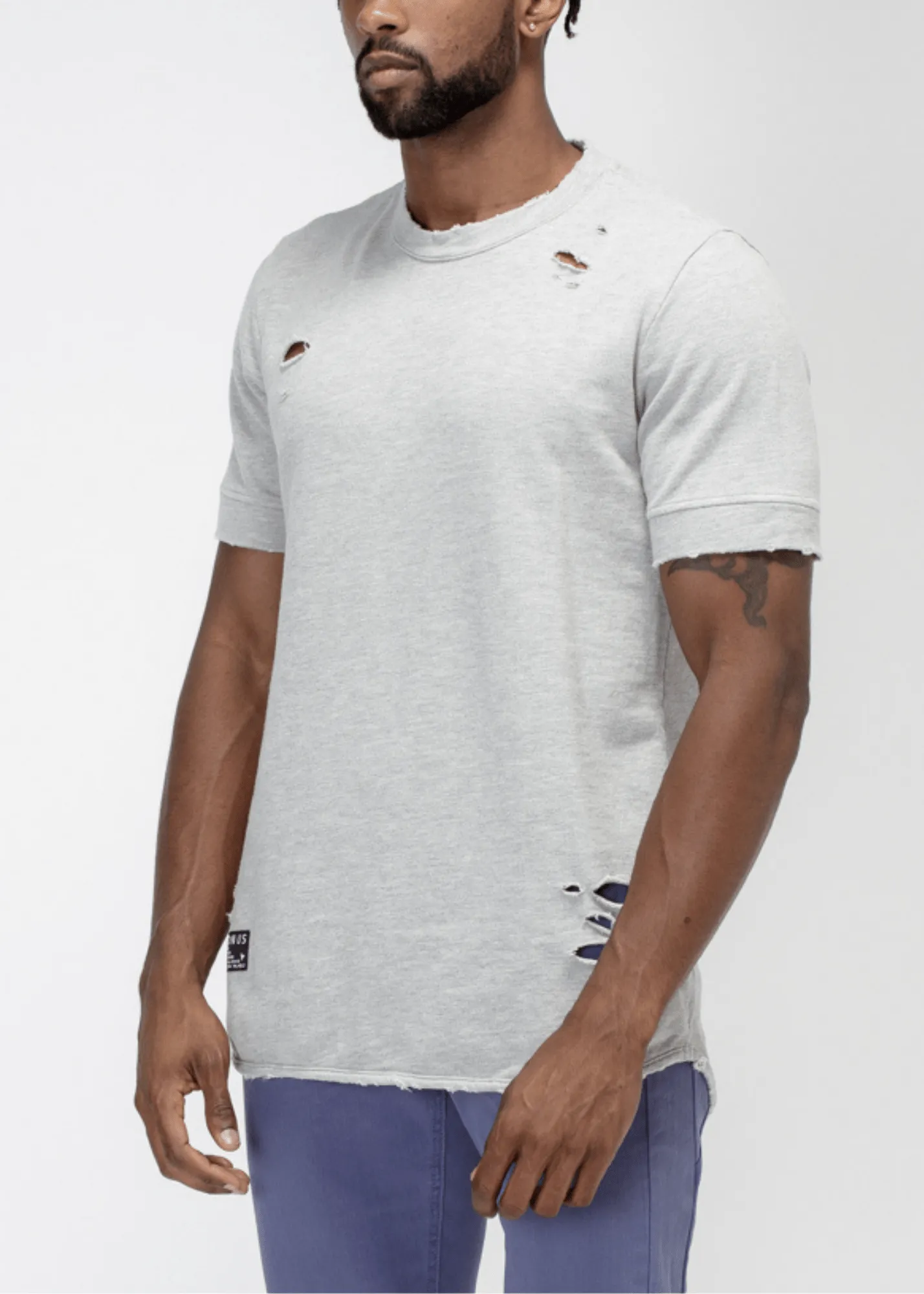 Konus Men's French Terry Short Sleeve Tee w/ Grinding in Grey