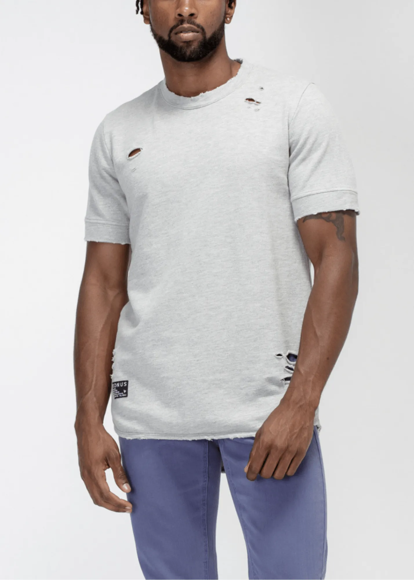 Konus Men's French Terry Short Sleeve Tee w/ Grinding in Grey