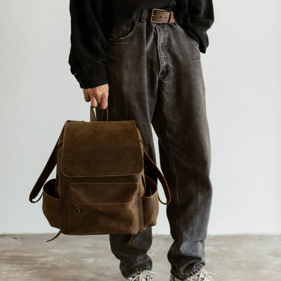 Leather Rugged Backpack - Terra