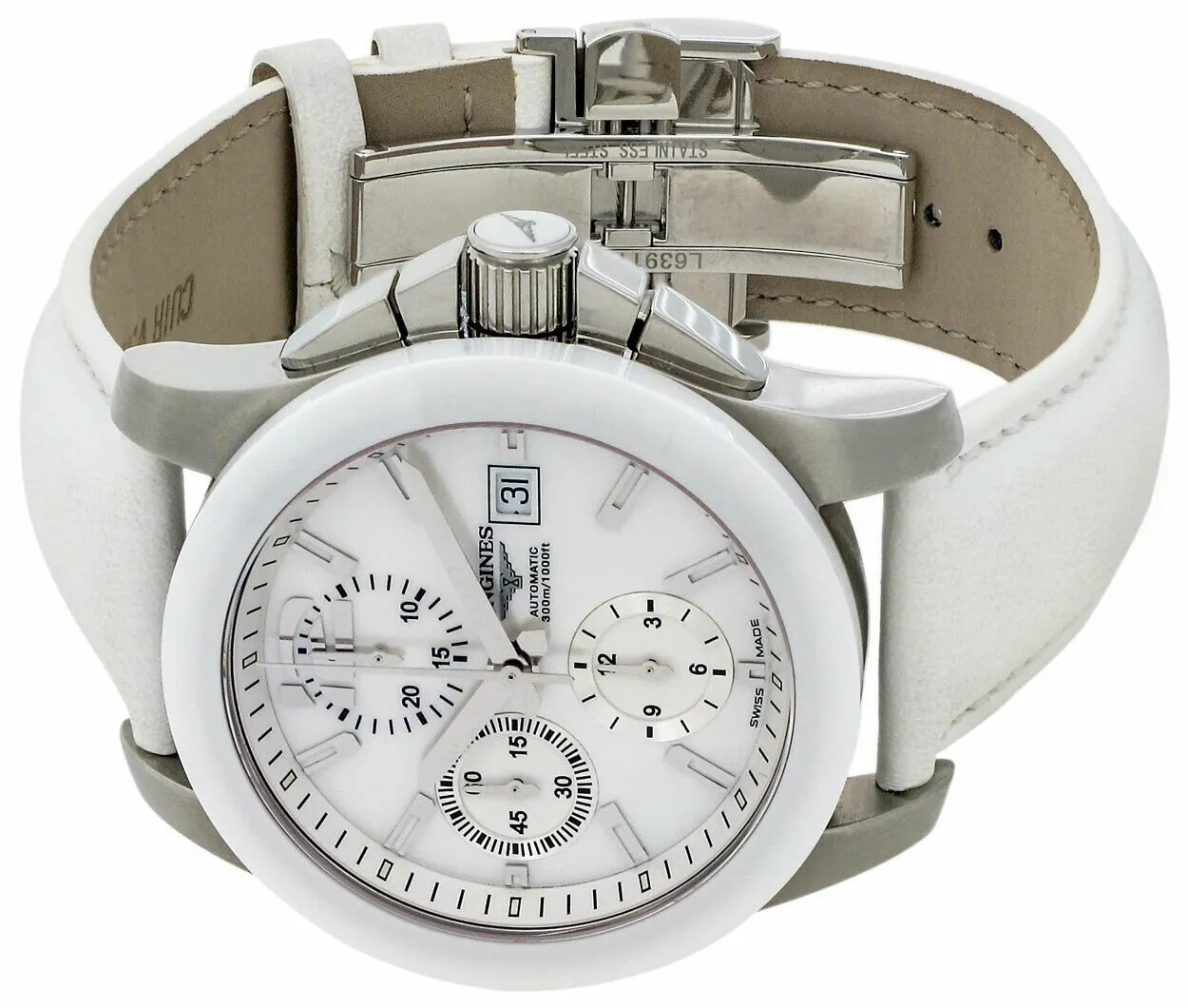 Longines Conquest Automatic Chronograph Steel & Ceramic Mens Watch Date L3.661.4.86.0