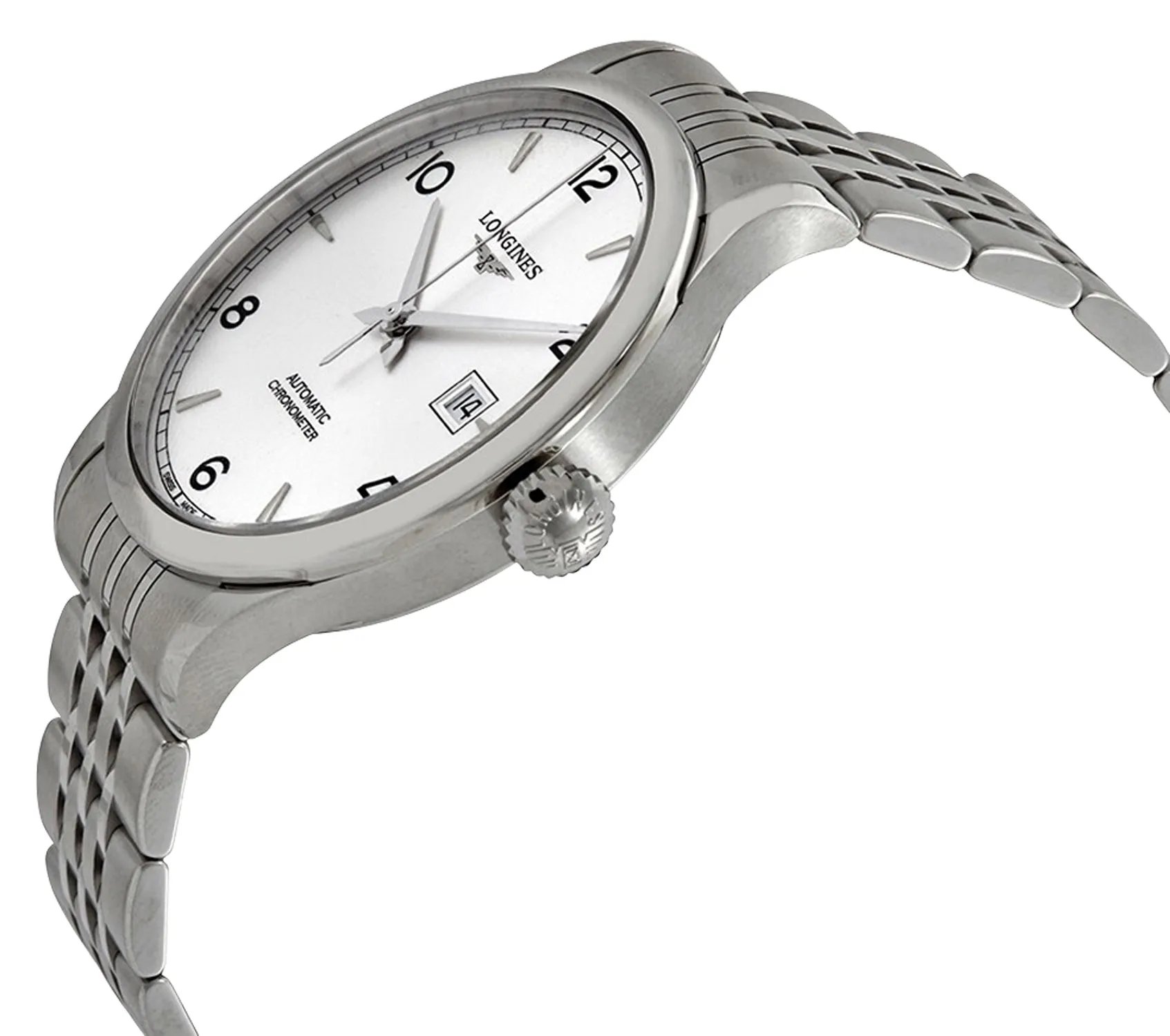 Longines Record Automatic COSC Stainless Steel Silver Dial Date Mens Watch L2.821.4.76.6