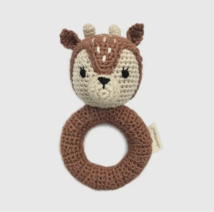 Organic Crocheted Fawn Ring Rattle