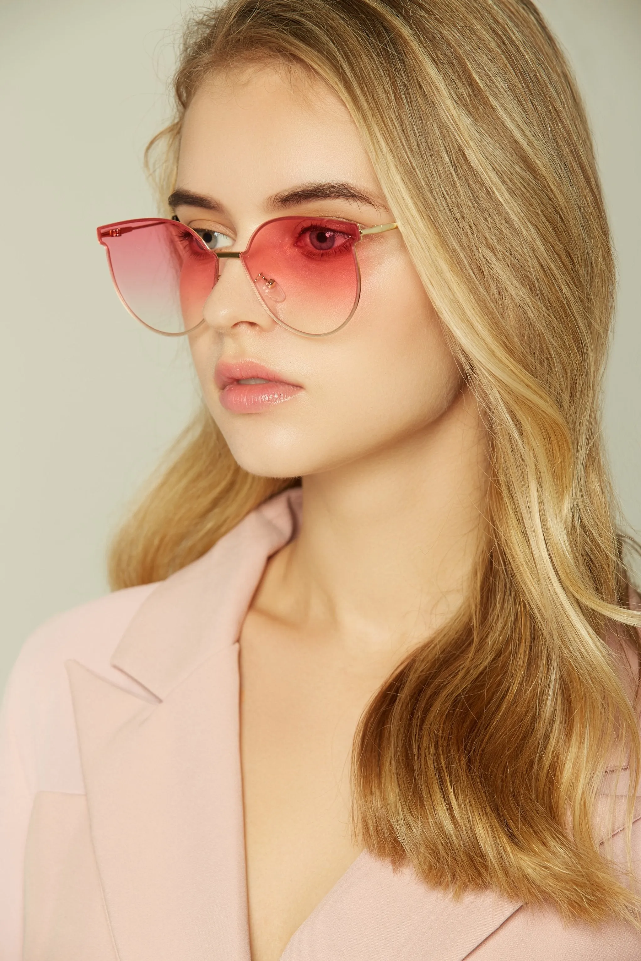 Pink Slim Rim Cat Eye Sunglasses